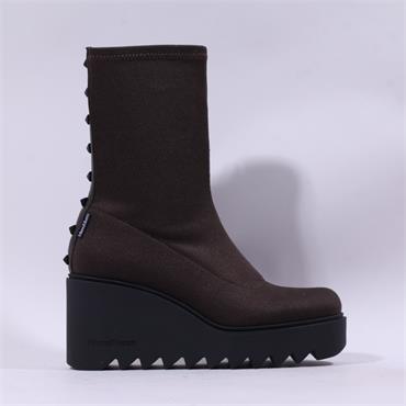 Marco Moreo Liege Stud Heel Wedge - Brown Stretch